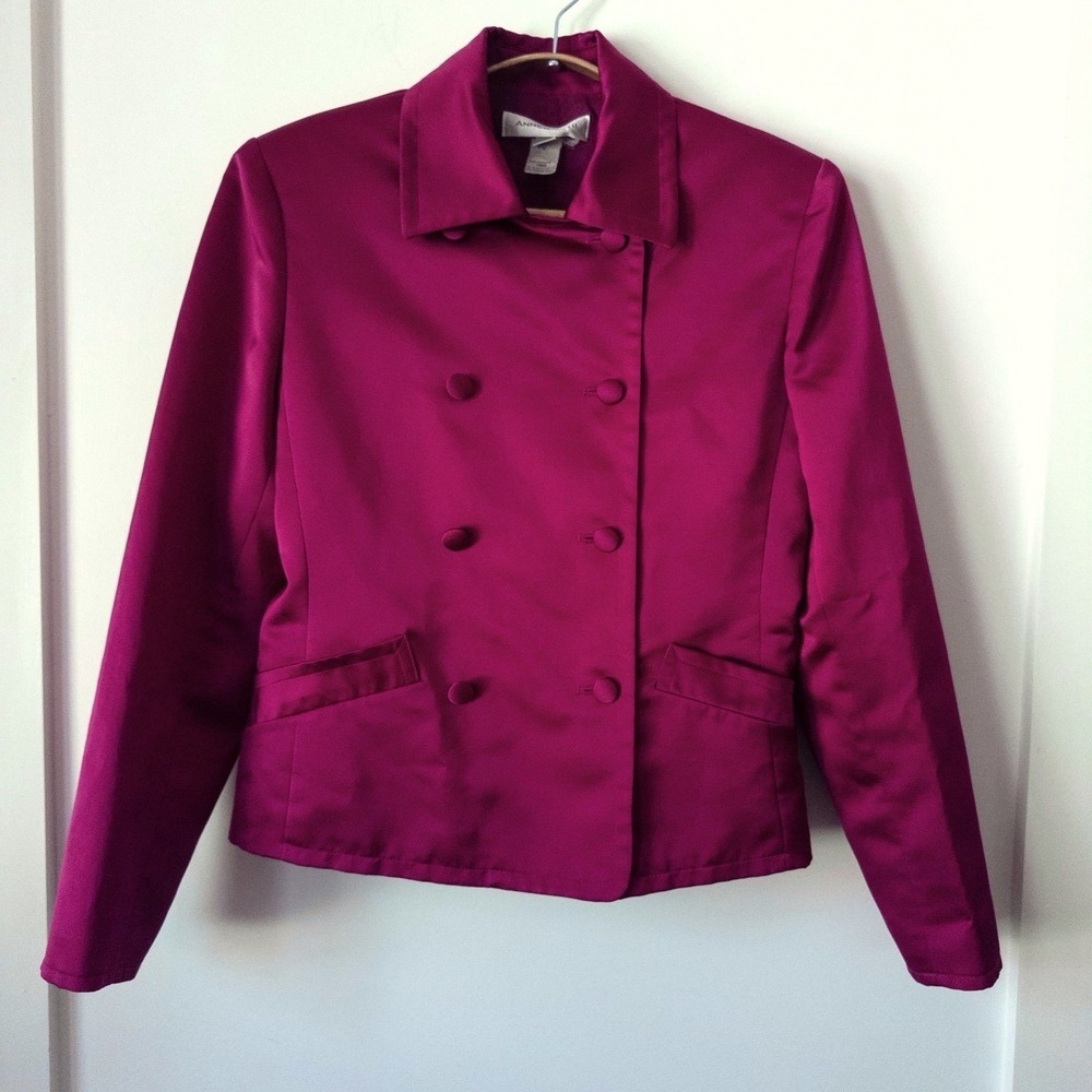 VTG‎ Anne Klein Magenta Jacket Blazer Womens 6 Bold Pink 80s Maximalist Dopamine